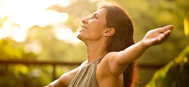 Woman holding out arms